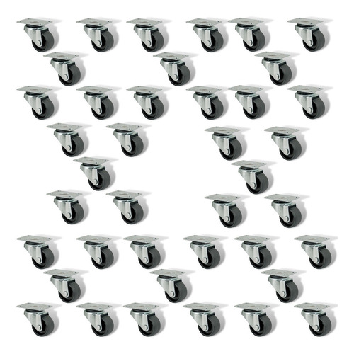 100 Rodizio Plástico 30mm Sem Trava Roda Rodinha Para Mala