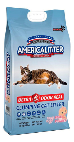 Americalitter® Arena Gatos Ultra Odor Seal Baby Powder 15 Kg