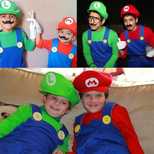 N Kit Disfraz Super Mario Bross Y Luigi Superheroe Para