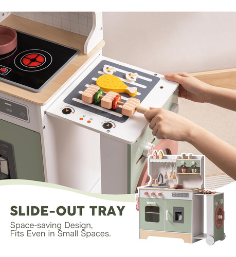 Cocinita Para Niños De Madera C/luz Y Sonido, Robud, Verde