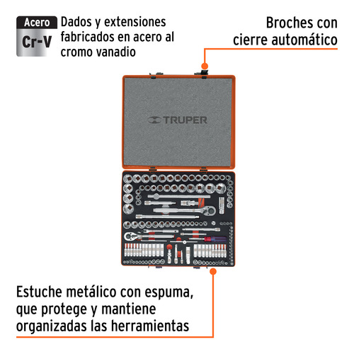 Juego 135 Herramientas 1/4 , 3/8 Y 1/2 Std 13975 Truper