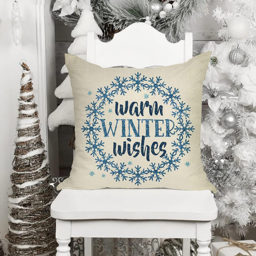 Hola Winter Warm Wishes - Juego De 4 Fundas De Almohada Deco