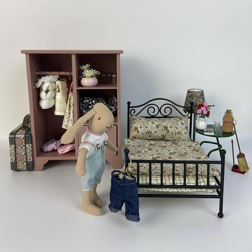 Cama En Miniatura, Juguete Para Niños, Modelo De Negro