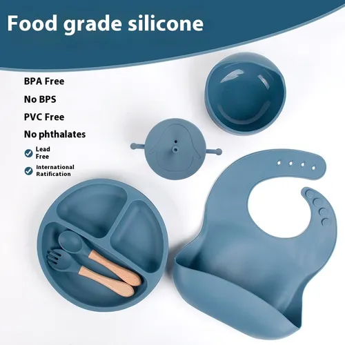 ¡feliz Comida! Juego De Cubiertos De Silicona Para Bebé.