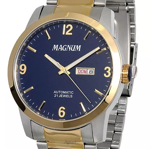 Relógio Magnum Masculino Automático Ma35066a Misto Azul