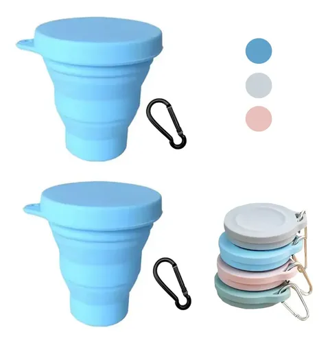 Pack 2 Vasos Plegables Silicona Con Tapa Taza Rehutilizable | Cuotas Sin Interés