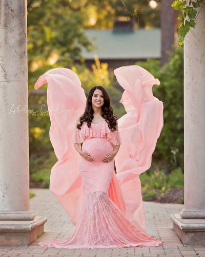 Vestido Novia De Encaje De Maternidad Fotografía De Vestido