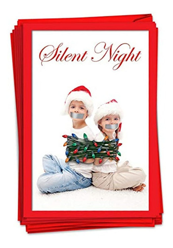 Caja De 12 silent Night Navidad Humor Tarjetas De Papel