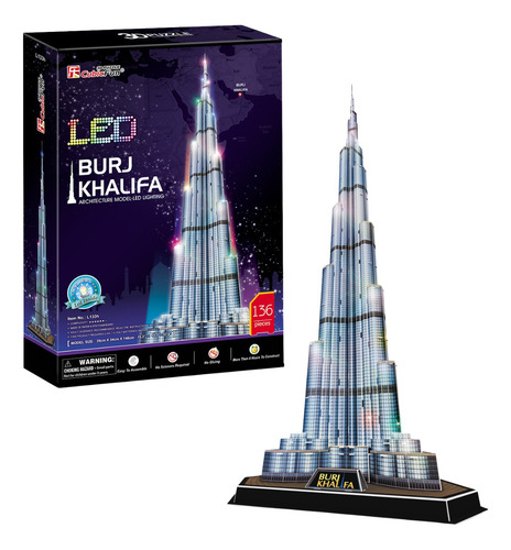 Puzzle 3d | Rascacielos Burj Khalifa | Ilumina Con Luces Led