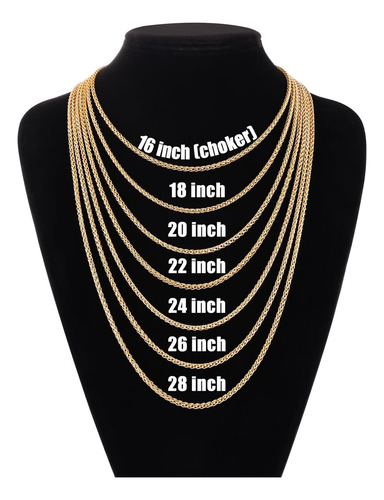 Sjx Collar De Cadena De Trigo Chapado En Oro Fiusem For