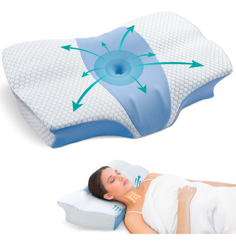 Bqypower Almohada Cervical Para Aliviar El Dolor De Cuello Y