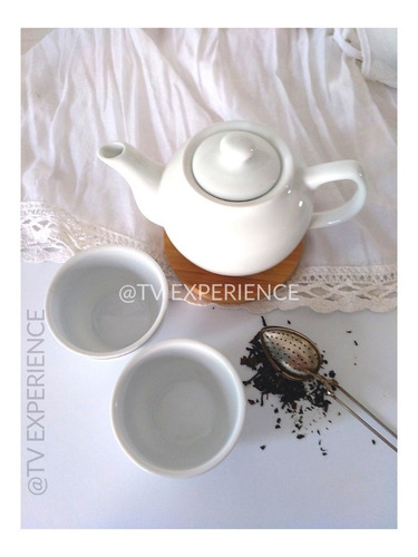Imagen 2 de 6 de Tetera Porcelana China 450 Cc + 2 Tazas Cuencos Juego De Té