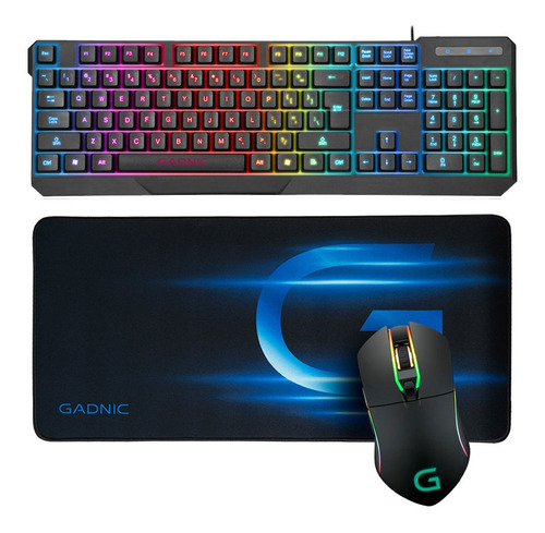 Kit Gamer Teclado Y Mouse Rgb + Mousepad Extra Large Gadnic Color del mouse Negro Color del teclado Negro