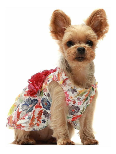 Fitwarm Vestido De Perro Con Flores Para Ropa De Mascotas, F