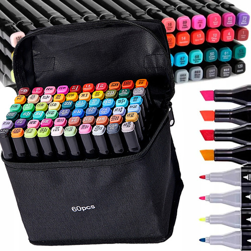 Kit Livro De Colorir + Canetinhas 60 Cores Ponta Dupla
