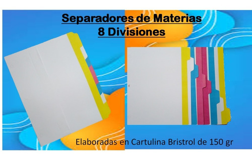 Separadores De Materias De 8 Div En Blanco Y Colores