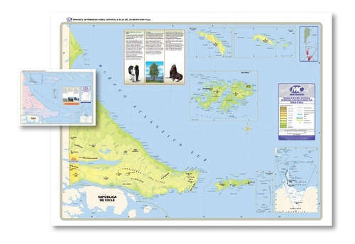 Mapa Mural Tierra Del Fuego, Antártida E Islas Del Atlántico
