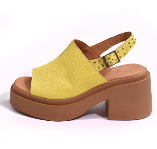 Sandalia Mujer Plataforma Cuero Lemon Moda Verano Sposami 