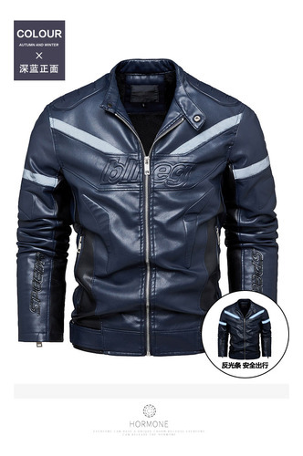 Chaqueta De Cuero Pu Reflectante De Moda Para Hombre