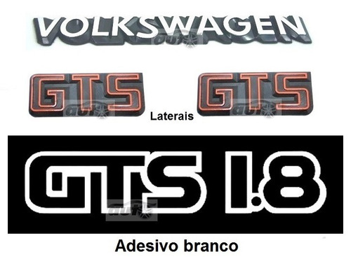 Emblema Volkswagen + Gts Laterais + 1.8 Branco - Gol 87 À 90