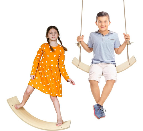 Outree Wooden Swing & Balance Board Kids, Wodden Balance Boa