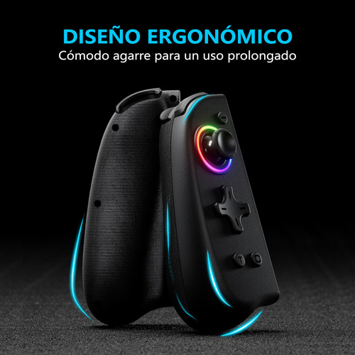 Control Joystick Con Luz Rgb Para Switch Modelos Color Negro