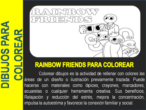 Rainbow Friends Libro Imprimir Colorear Pintar