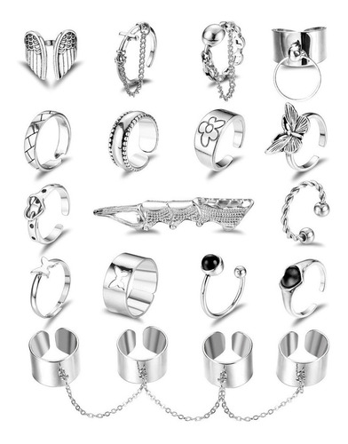 Juego De 16 Anillos Vintage Bff, Anillos Punk Apilables Para