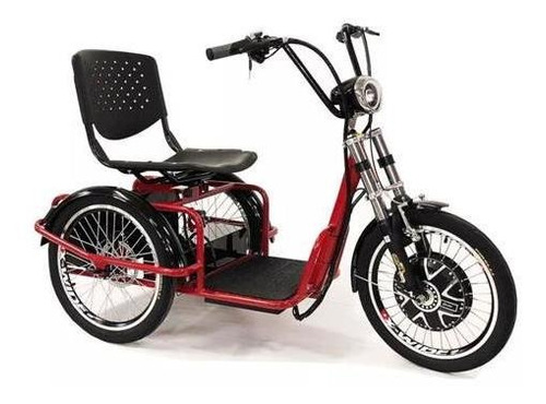 Triciclo Elétrico Fox Duos 800w Modelo 2021 Vermelho Com Ré