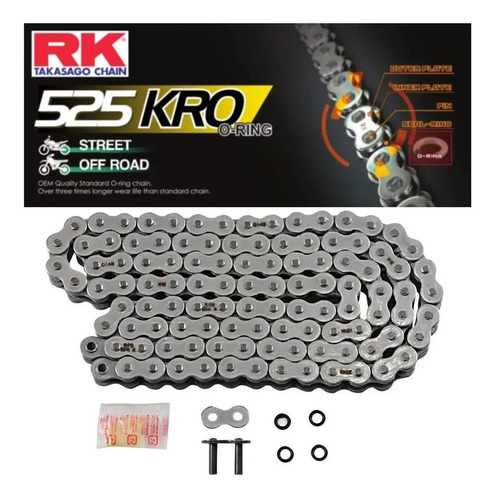 Corrente Transmissão Rk Kro 525 X 118 Com Retentor Até 800cc