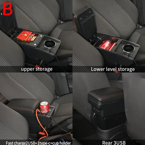 Caja De Reposabrazos Para Opel Corsa D Con Portavasos Y Dobl