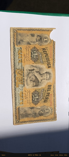 Billete De 1 Sol 1879 Guerra Del Pacífico 