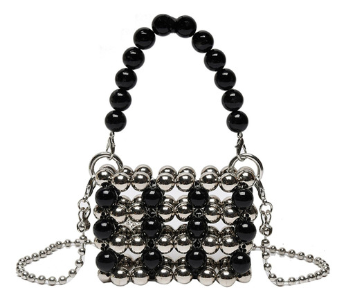 Bolso Bandolera Mini Beads Pearl Para Mujer, Cadena, Bolsos