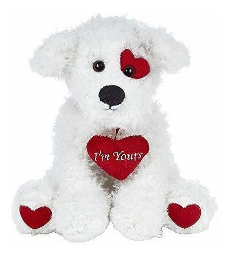 Peluche Perro Blanco San Valentín, 25 Cm.