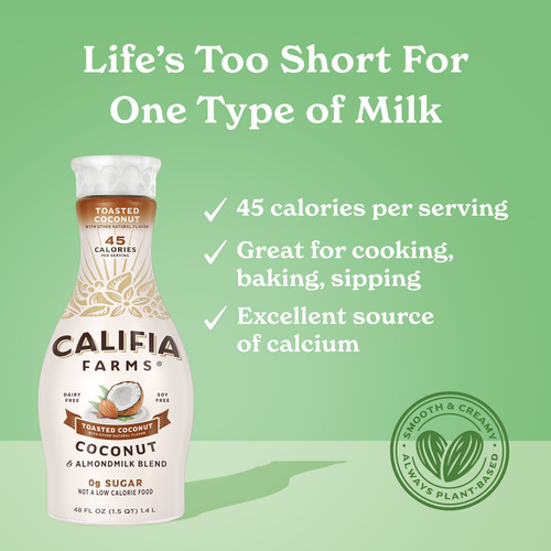 Califia Farms Cero Azúcar, Leche De Coco Y Almendras 1.4 L.