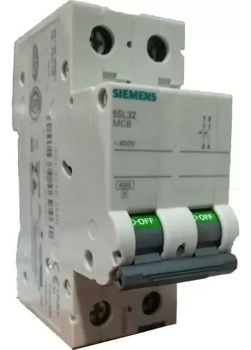 Llave Termica Bipolar Siemens 2x6a 4,5ka 5sl32 Mcb C6