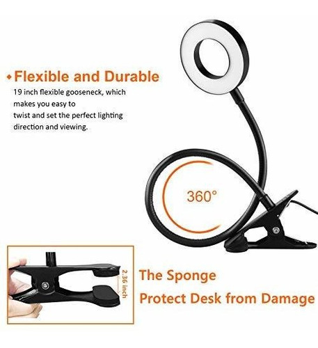 Luz Lectura Clip 48 Led Usb Escritorio 3 Modo Color 10 °