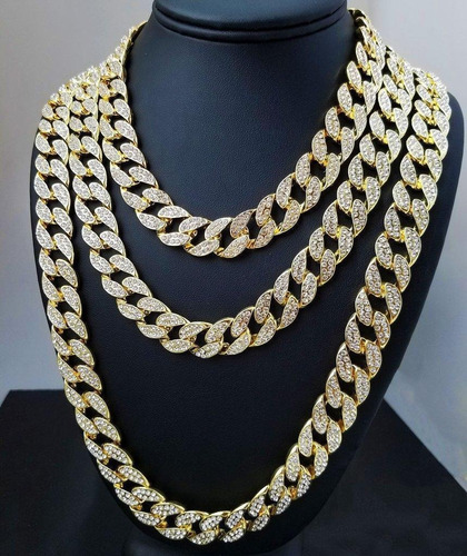 Moda Hip Hop Bling Diamantes Miami Cuban Cadena Collares