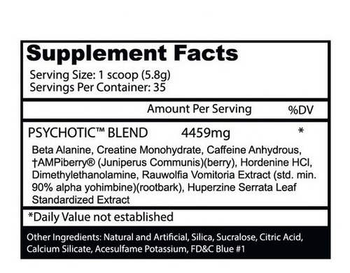 Suplemento en polvo Insane Labz Psychotic psychotic blend sabor manzana en pote de 216g