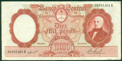 Argentina Billete Banco Central 10000 Pesos C# 550a Mb+