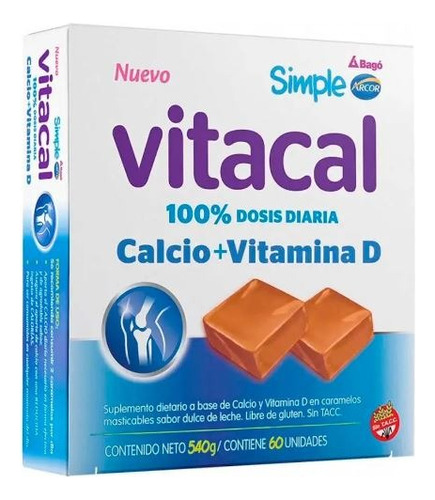 Vitacal Calcio + Vitamina D3 X 60 Comp Mast Huesos Fuertes