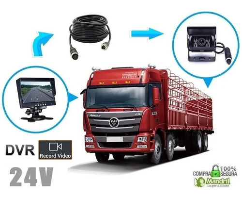 Camara De Retroceso Camión Bus Maquinaria + Pantalla + Cable