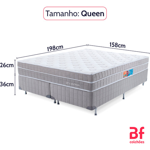 Cama Box com Colchão Queen Premium Molas Ensacadas com Espuma D33 Astronasa 158x198cm BF Colchões