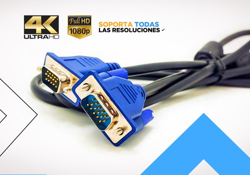Imagen 4 de 10 de Cable Vga Monitor Doble Filtro Macho Macho Proyector Lcd Pc