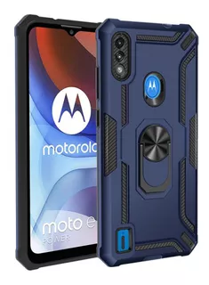 Funda Case Para Motorola E20 Holder Parante Con Anillo Azul