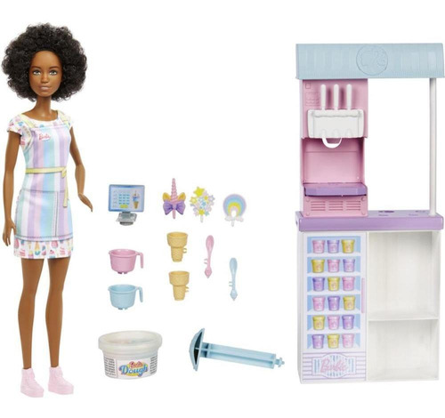 Barbie Conjunto Sorveteria Com Boneca Negra - Mattel