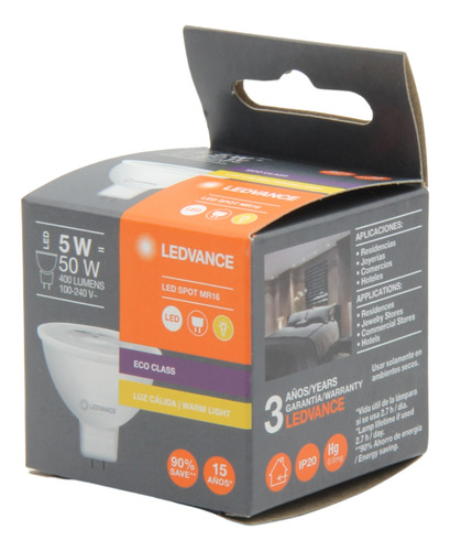 12 Focos Ledvance Mr16 Led 5w 2700k 100-240v Gu5.3 85139