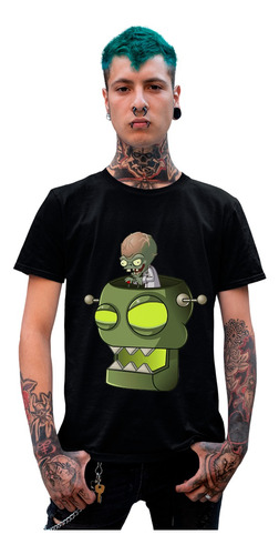 Panda Playera Negra Plantas Vs Zombies Dr Zomboss