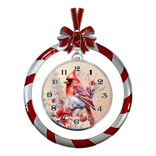 Cardenales Sobre Fondo Navideño De Reloj Lollipop Sobr...