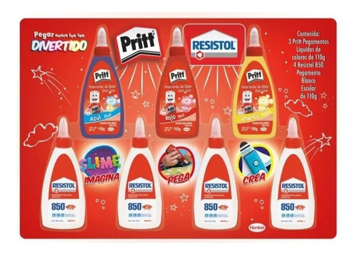 Set De Pegamento Líquido Pritt® Rainbow + Resistol® 850 7pzs